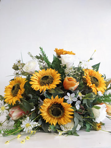 Artificial/Silk Sunflower Tombstone Arrangement