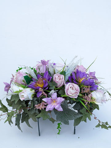 Artificial & Silk mauve Headstone Florals