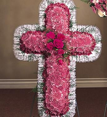 Religious Novelty Cross with Mixed Flowers