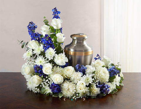 Cremation Urn- Blue & White